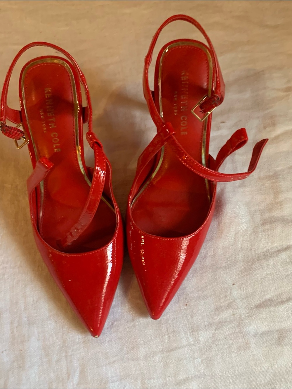 Kenneth Cole Red Patent Pointed Slingback Pumps